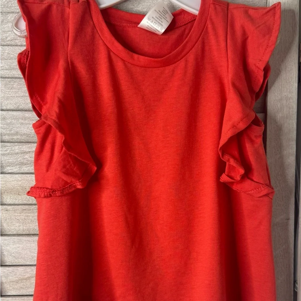 Gymboree Red/Orange Ruffle Sleeve Kids Top. NWT. Size XS. Red/ Orange Color